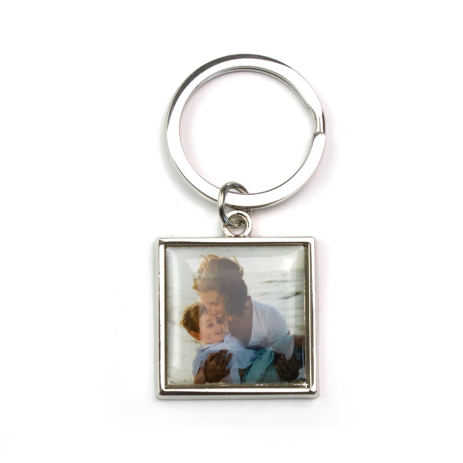 Silver Square Photo Keychain